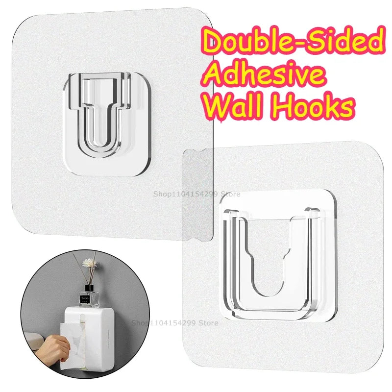 Double-Sided Adhesive Wall Hooks – Transparent No-Drill Hanging Holders