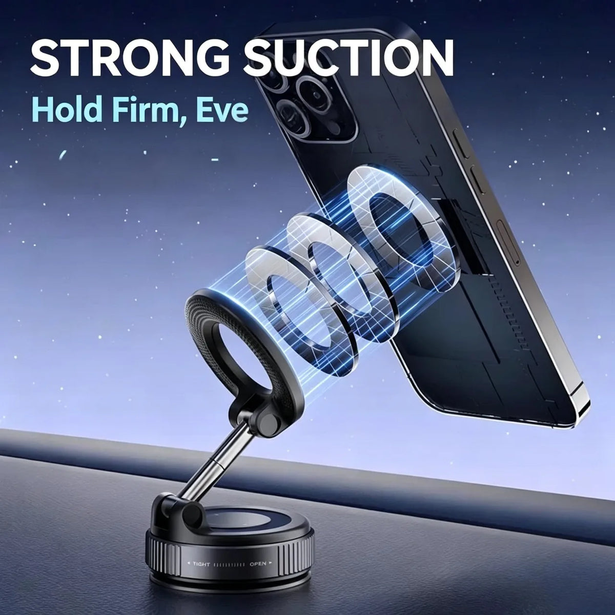 Magnetic Car Phone Holder – Strong Vacuum Suction Mount