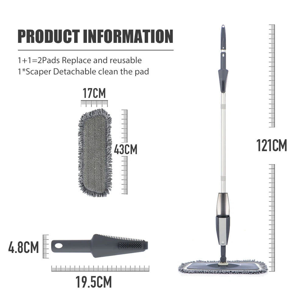 360° Rotating Spray Mop – Microfiber Floor Cleaner with Reusable Pads