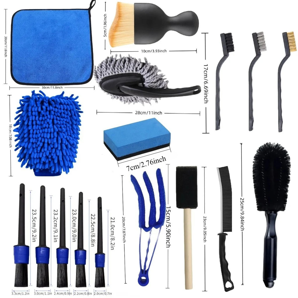 Complete Car Cleaning & Detailing Kit – Multi-Piece Interior & Exterior Set