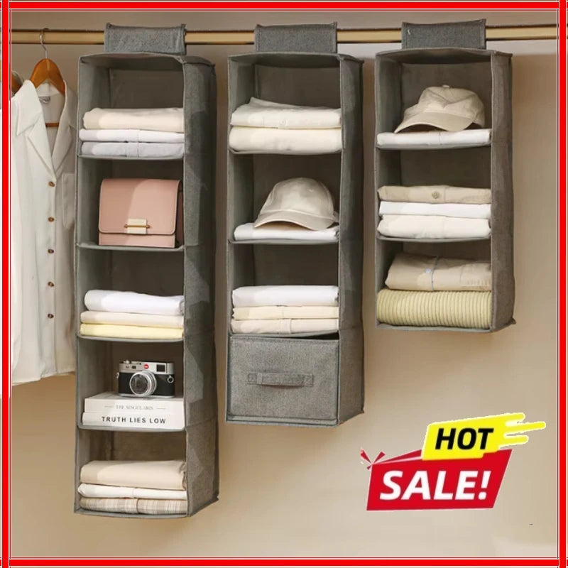 Hanging Closet Organizer with Shelves – Foldable Wardrobe Storage