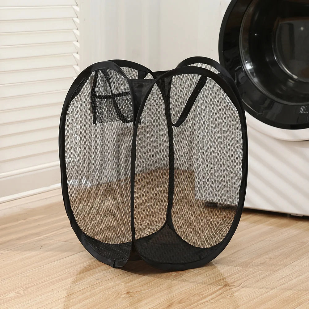 Collapsible Pop-Up Laundry Basket – Portable Mesh Clothes Hamper