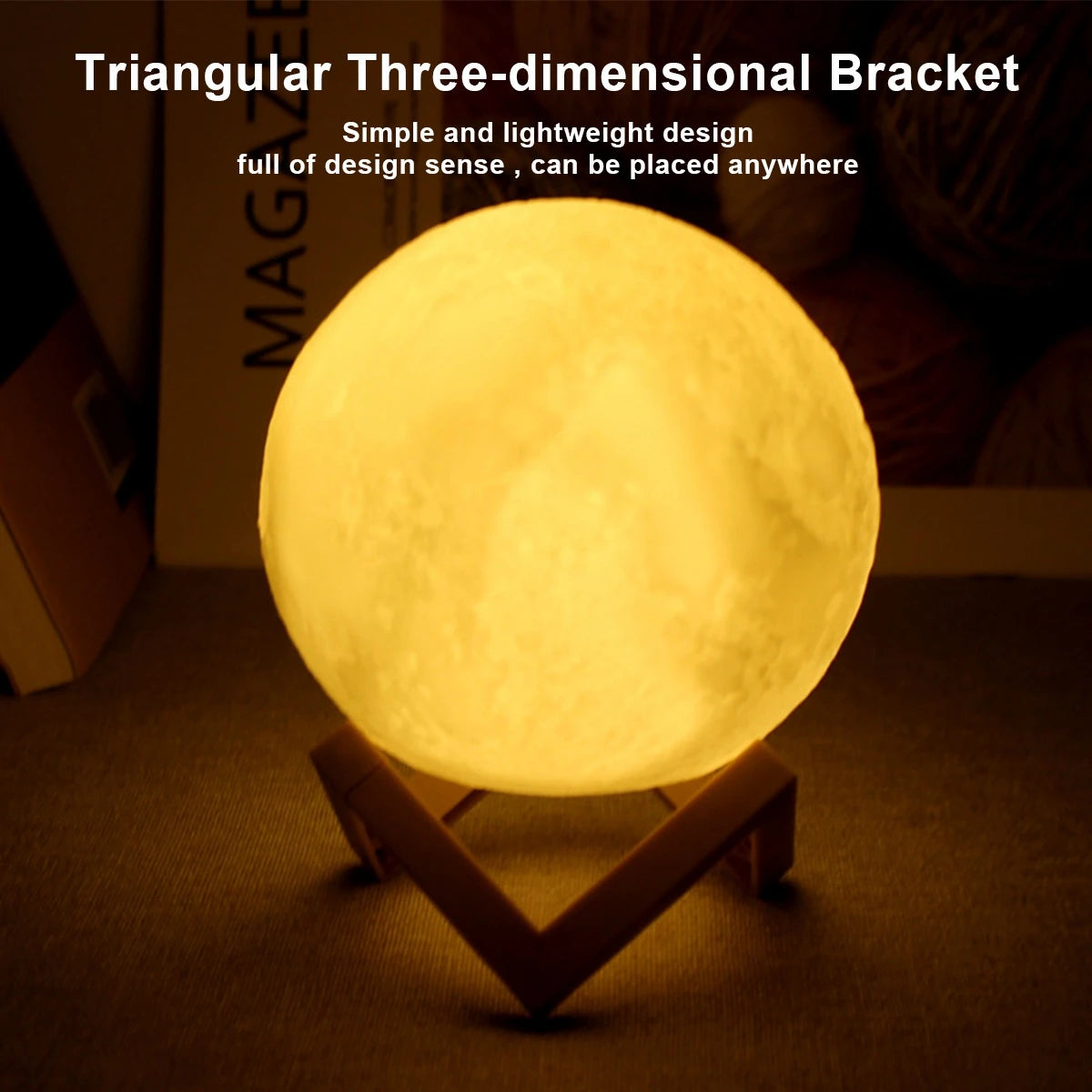 Moon LED Night Light with Stand – Bedroom Decor Lamp