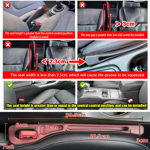 2-Pack Car Seat Gap Fillers – Universal Interior Organizer