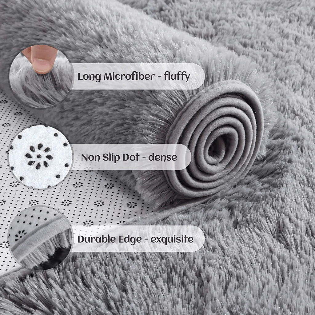 Fluffy Shag Area Rug – Soft Non-Slip Carpet for Bedroom & Living Room