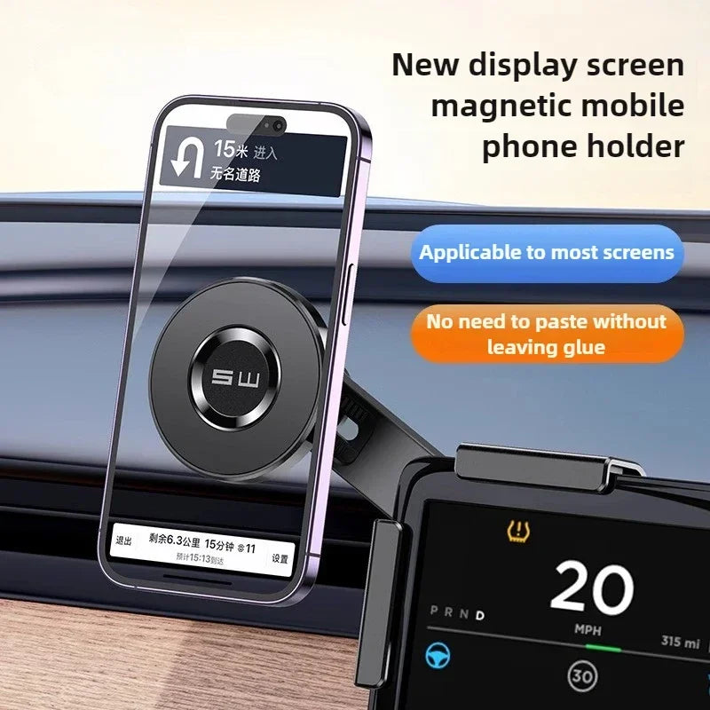 Magnetic Phone Holder for Tesla – 360° Screen Mount