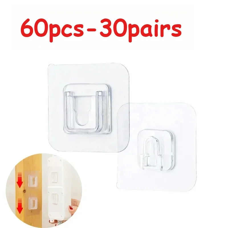 Double-Sided Adhesive Wall Hooks – Transparent No-Drill Hanging Holders