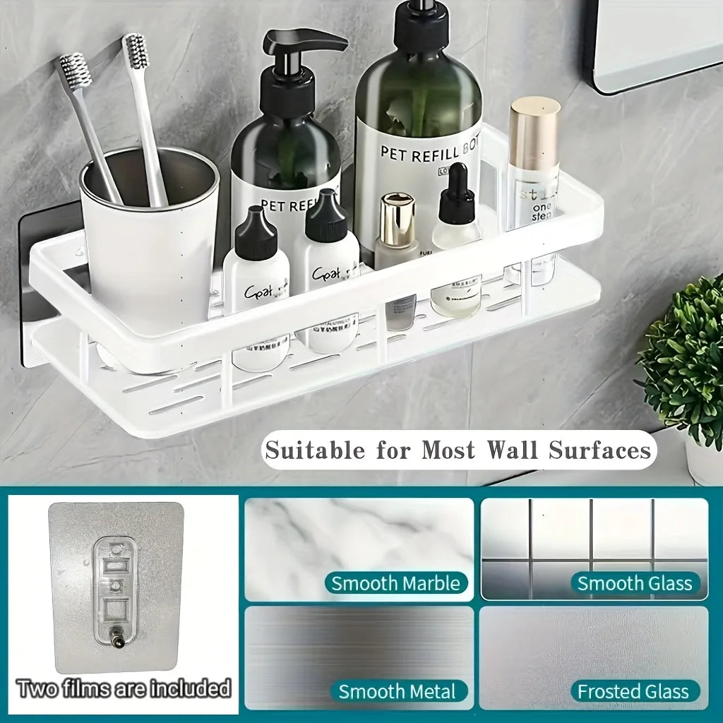 Aluminum Shower Caddy – No-Drill Wall-Mounted Bathroom Organizer