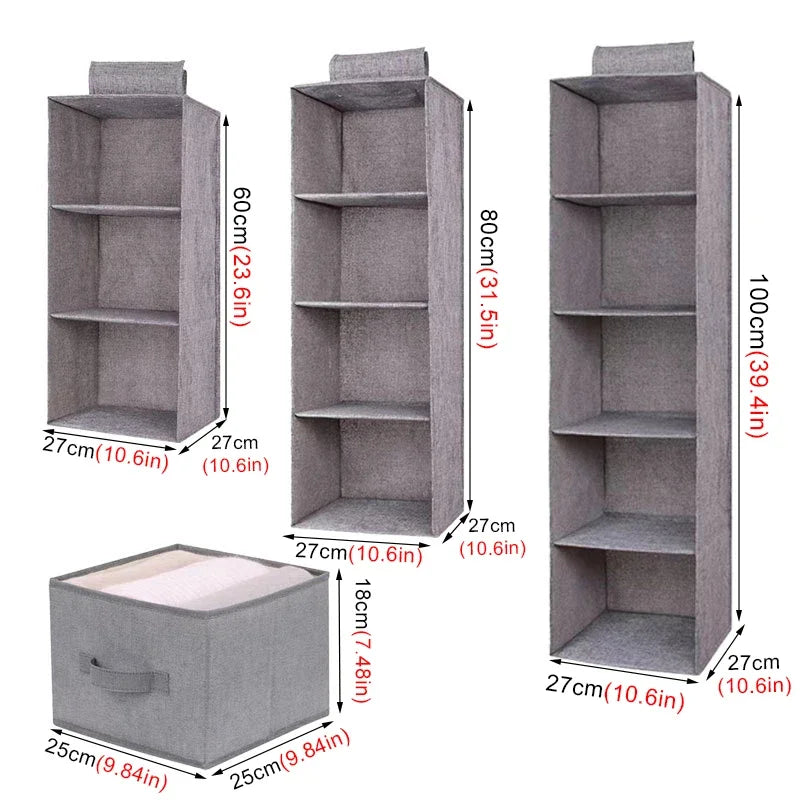Hanging Closet Organizer with Shelves – Foldable Wardrobe Storage