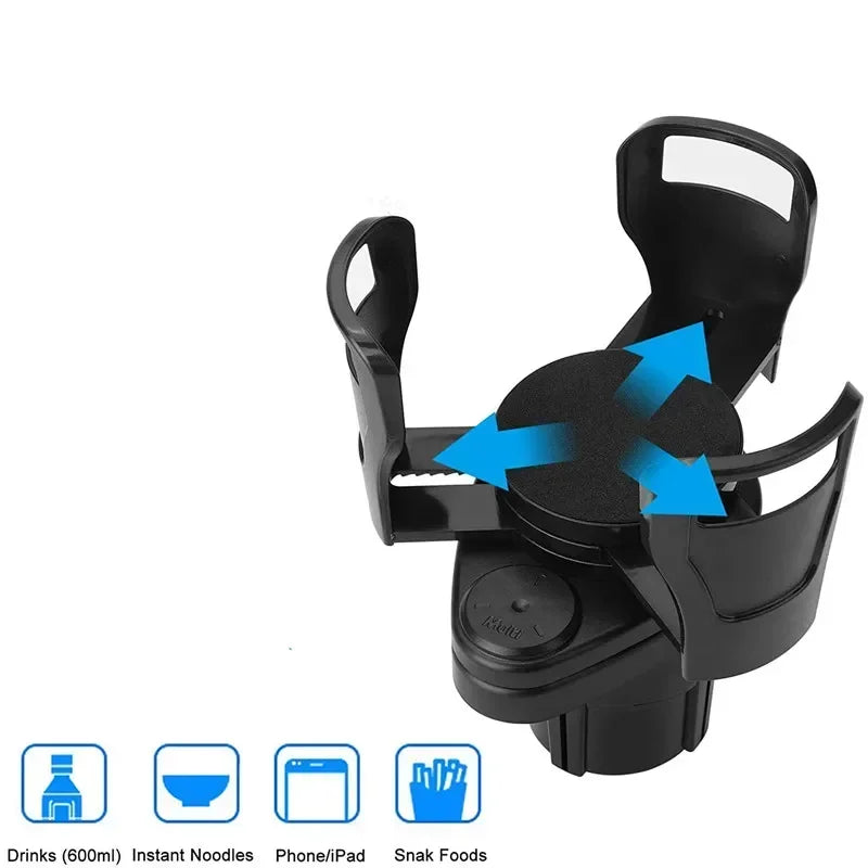 2-in-1 Car Cup Holder Expander – 360° Adjustable Dual Cup Holder