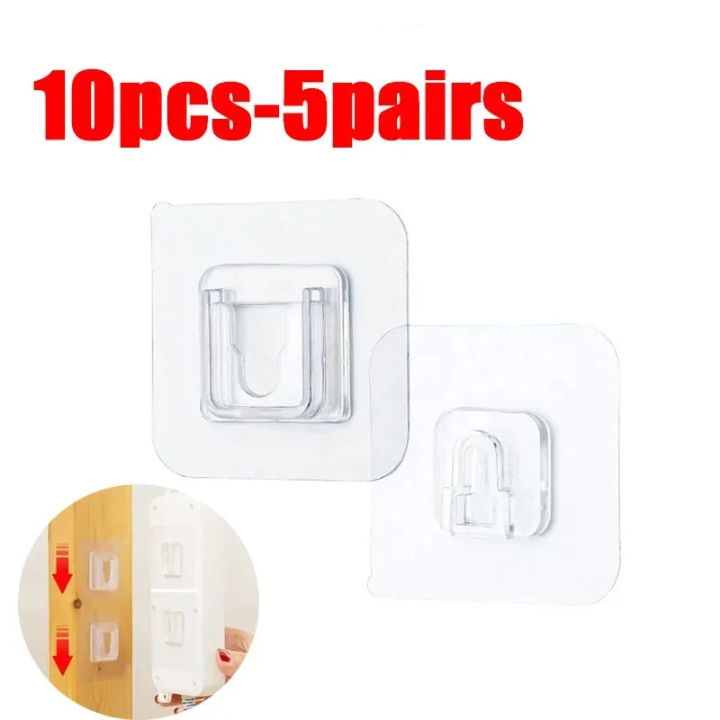 Double-Sided Adhesive Wall Hooks – Transparent No-Drill Hanging Holders