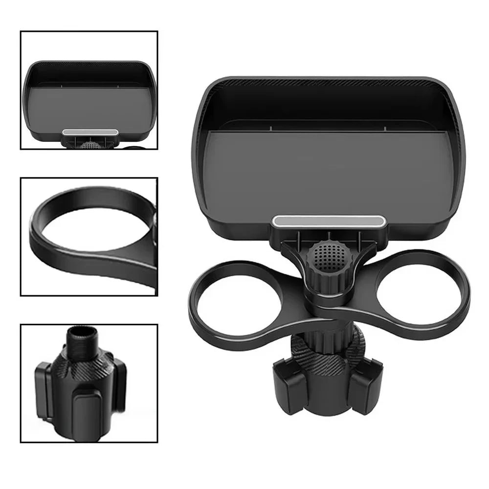 3-in-1 Car Cup Holder Expander – Dual Cup Holder & Snack Tray