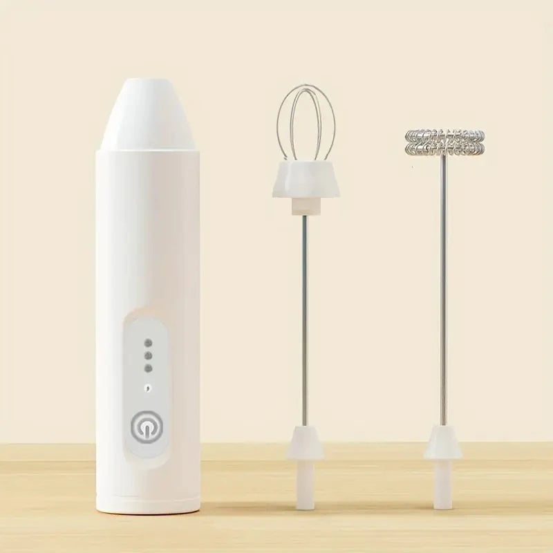 2-in-1 Electric Milk Frother & Handheld Mixer – USB Rechargeable, 3-Speed Adjustable