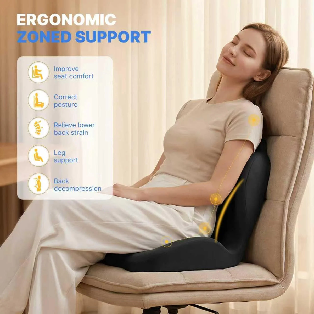 Ergonomic Memory Foam Seat Cushion with Back Support