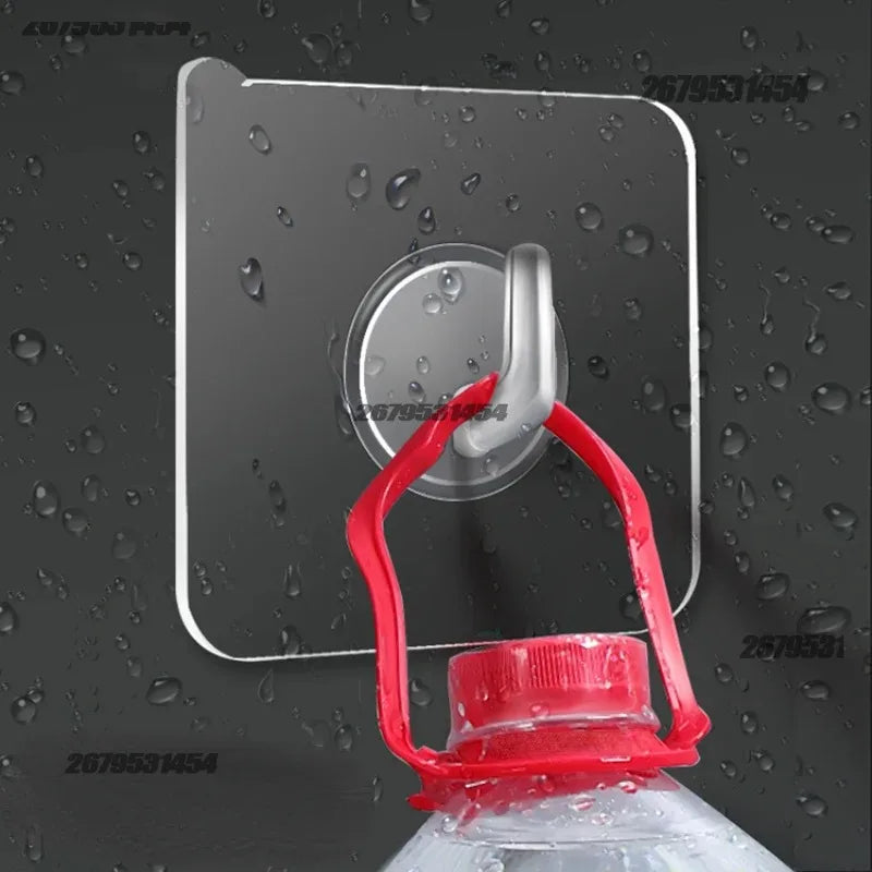 Transparent Self-Adhesive Wall Hooks – No-Drill Storage Hangers