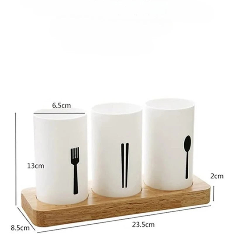 Kitchen Utensil Organizer with Drainage – Spoon, Fork & Chopstick Holder