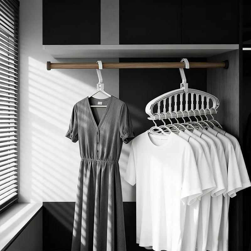 9-Hole Space-Saving Hanger Organizer – Foldable Closet Storage Rack