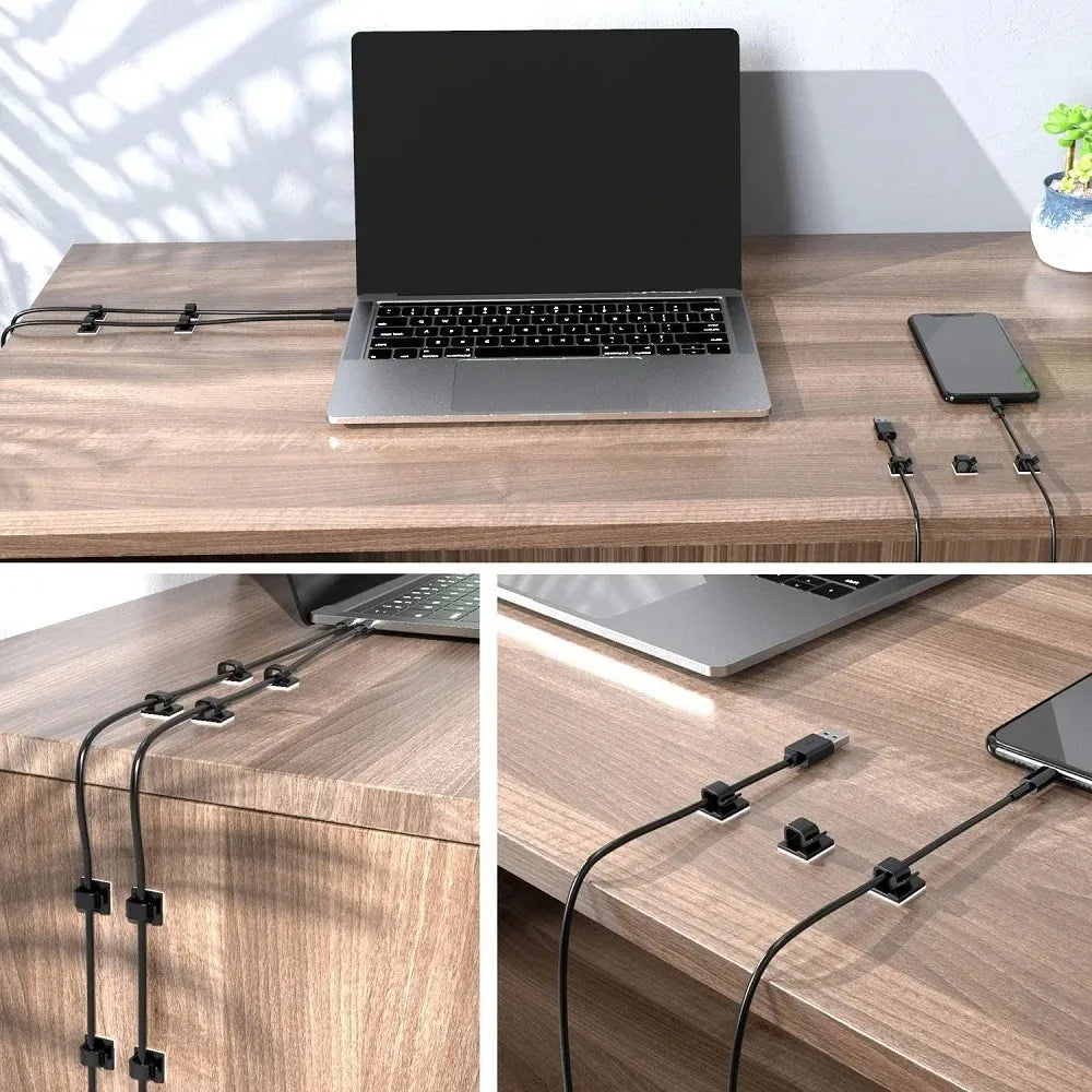 Self-Adhesive Cable Organizer Clips – Wire Management Holders for Home & Office