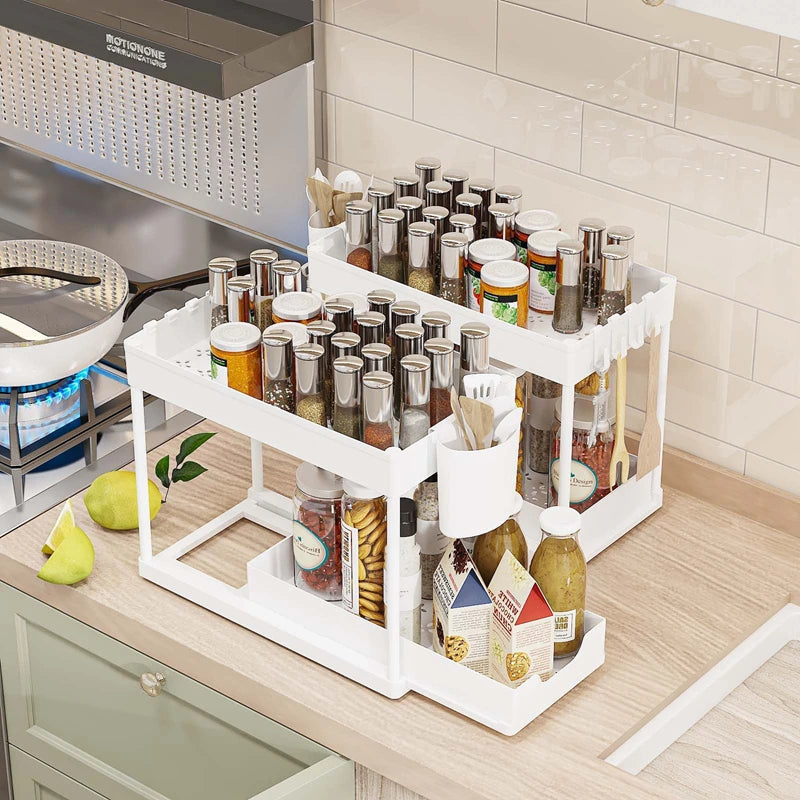2-Tier Under-Sink Organizer – Pull-Out Storage Rack