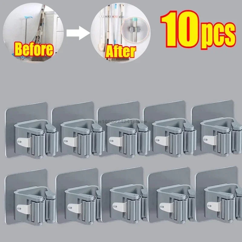 Wall-Mounted Mop & Broom Holder – Multi-Purpose Cleaning Tool Organizer