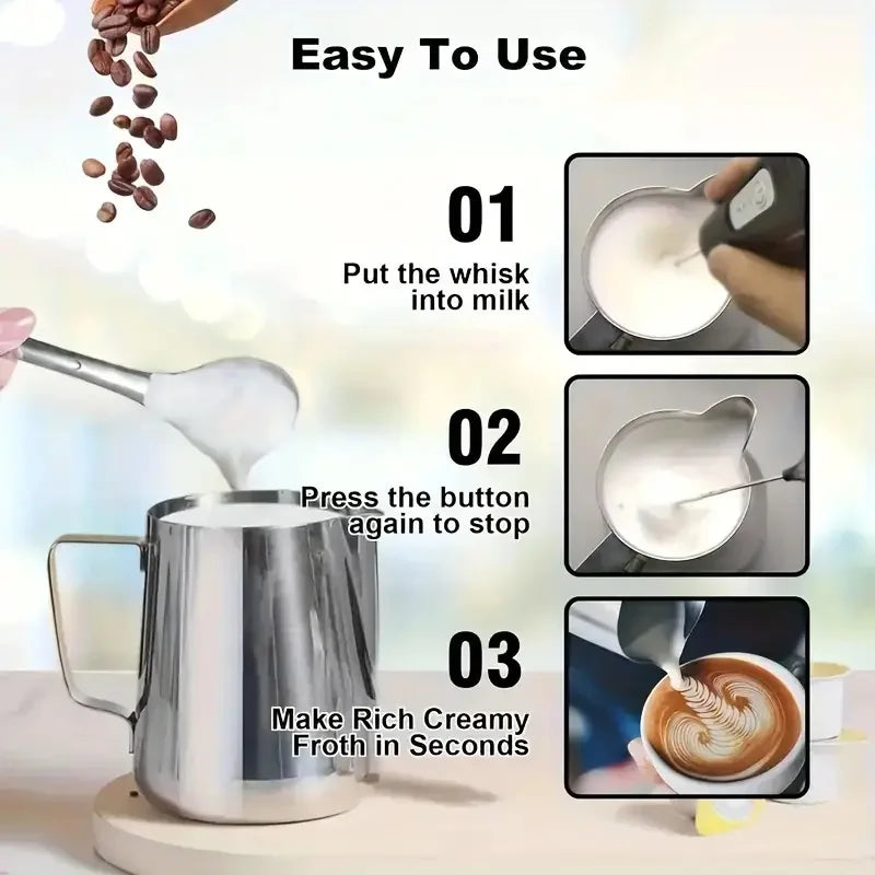 2-in-1 Electric Milk Frother & Handheld Mixer – USB Rechargeable, 3-Speed Adjustable