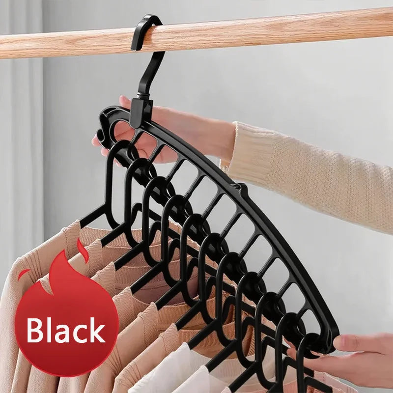 9-Hole Space-Saving Hanger Organizer – Foldable Closet Storage Rack