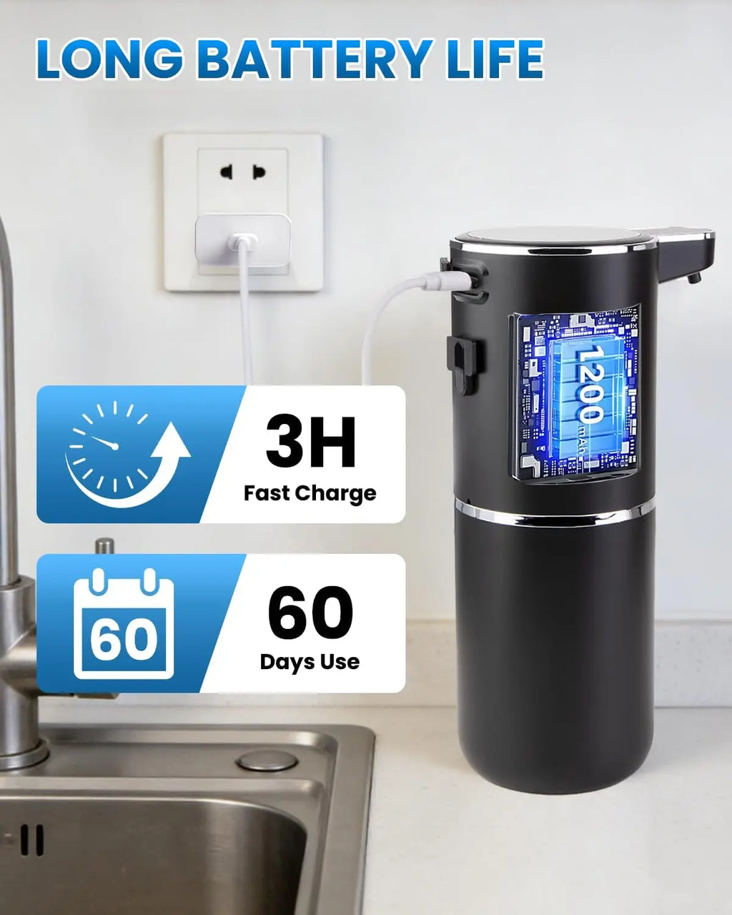 Automatic Touchless Soap Dispenser – USB Rechargeable 380ml