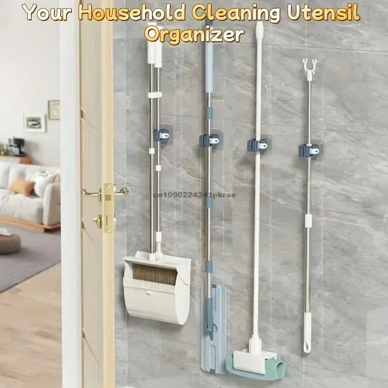 Wall-Mounted Mop & Broom Holder – Multi-Purpose Cleaning Tool Organizer