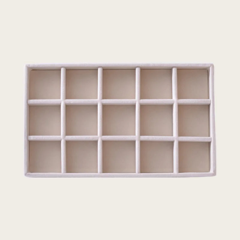 Velvet Jewelry Organizer Tray – Adjustable Compartment Storage for Rings & Earrings