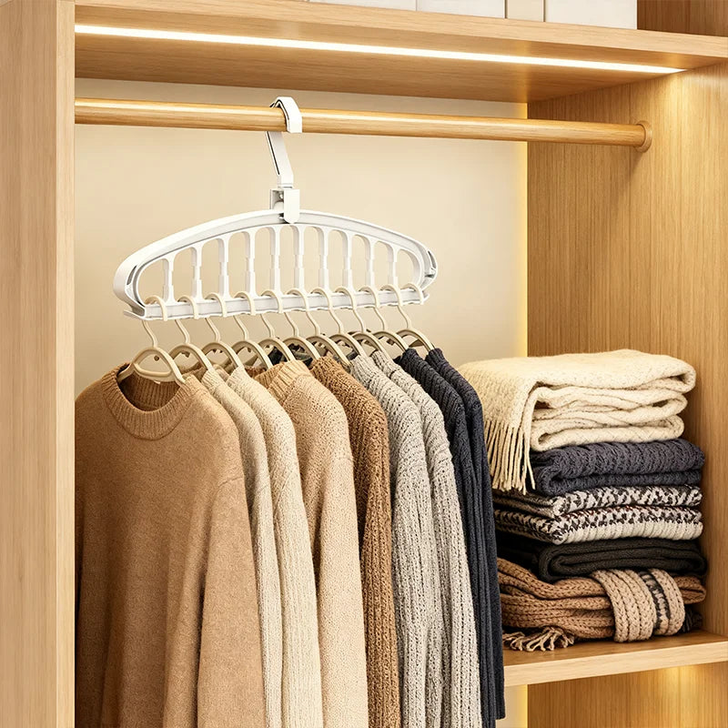 9-Hole Space-Saving Hanger Organizer – Foldable Closet Storage Rack