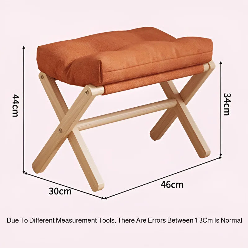 Foldable Wooden Footstool – Cushioned Home & Entryway Stool