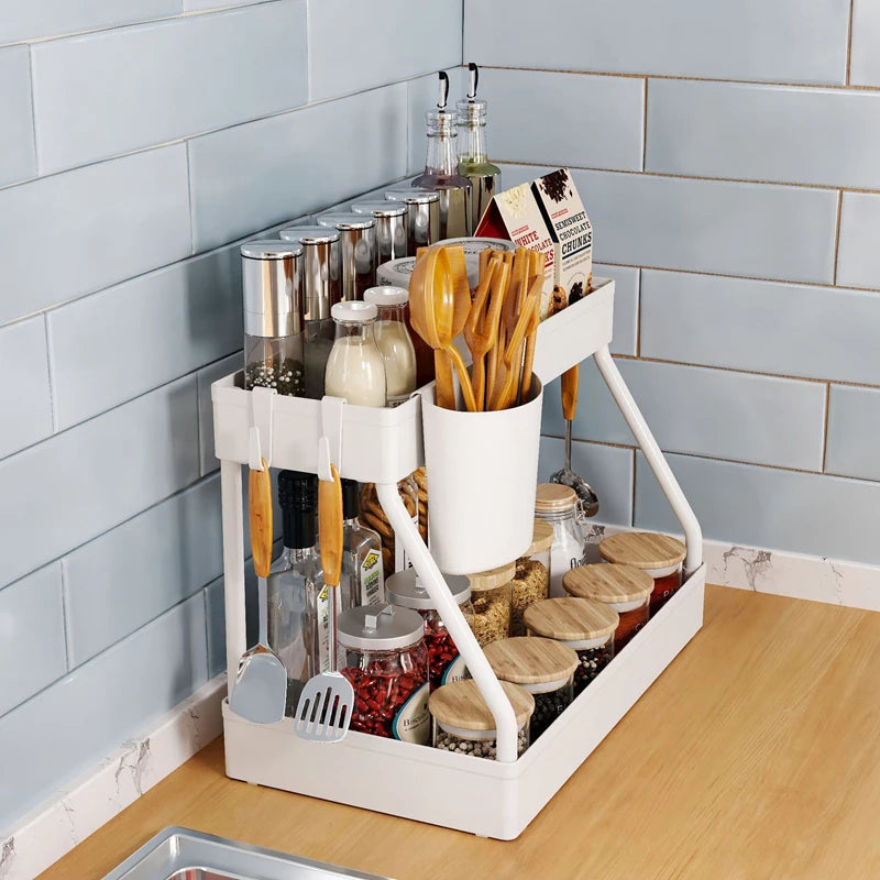 2-Tier Under-Sink Organizer – Pull-Out Storage Rack
