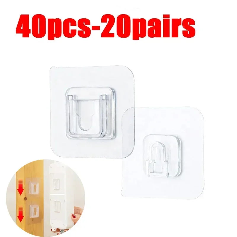 Double-Sided Adhesive Wall Hooks – Transparent No-Drill Hanging Holders
