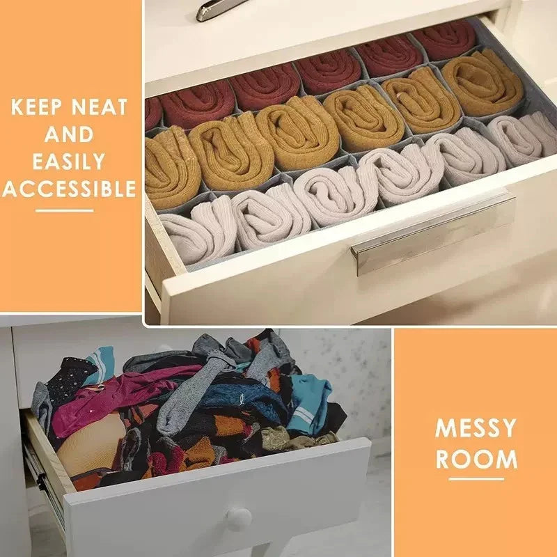 Foldable Drawer Organizer with Compartments – Underwear & Sock Storage Box