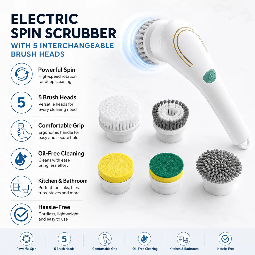 Electric Spin Scrubber – Powerful Multi-Surface Cleaning Brush