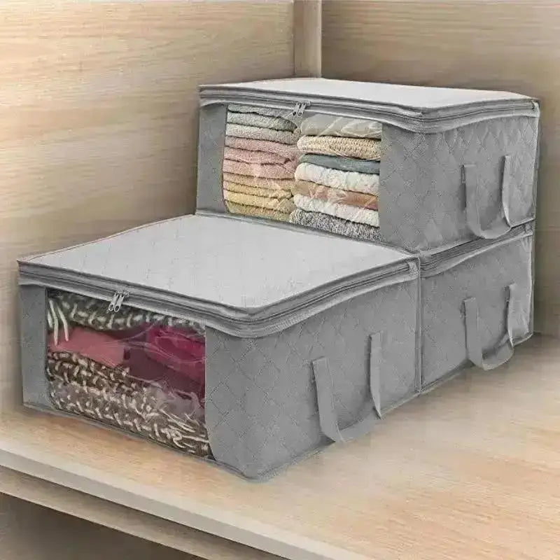 Foldable Clothes Storage Box with Lid – Closet & Blanket Organizer