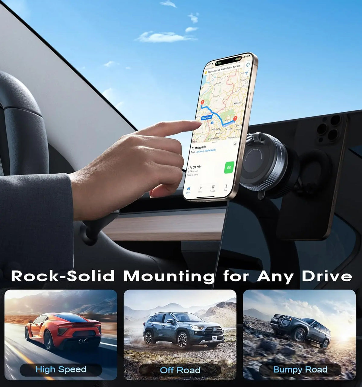 360° Magnetic Car Phone Holder – Adjustable Vacuum Suction Mount