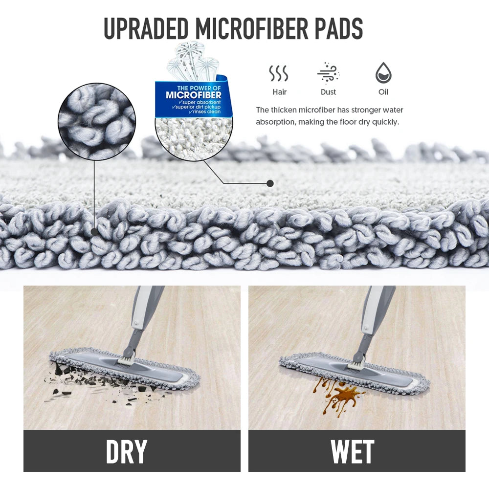 360° Rotating Spray Mop – Microfiber Floor Cleaner with Reusable Pads