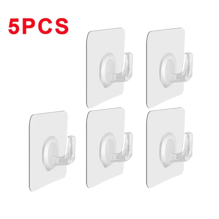 Transparent Self-Adhesive Wall Hooks – No-Drill Storage Hangers