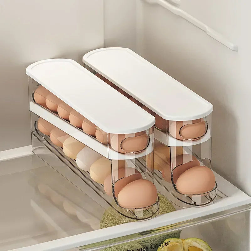 Automatic Rolling Egg Holder for Refrigerator – Space-Saving Egg Storage Organizer