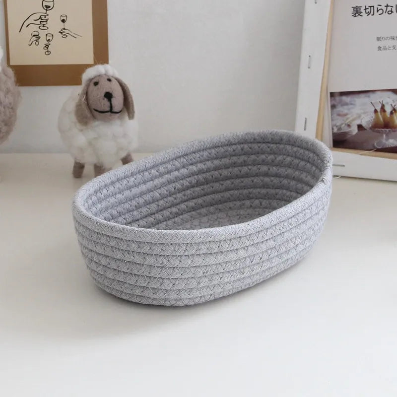 Cotton Rope Storage Basket – Woven Home Organizer