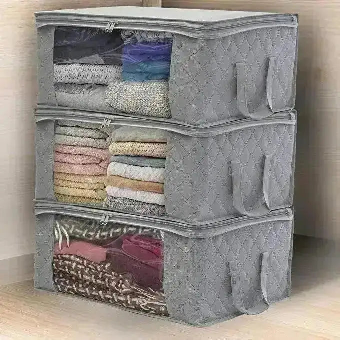 Foldable Clothes Storage Box with Lid – Closet & Blanket Organizer