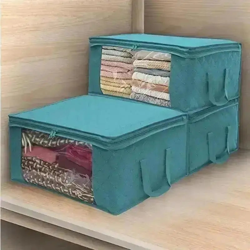 Foldable Clothes Storage Box with Lid – Closet & Blanket Organizer