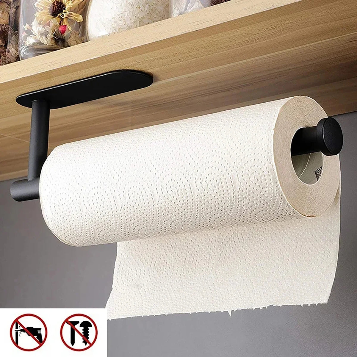 Adhesive Roll Holder – Toilet Paper & Paper Towel Organizer