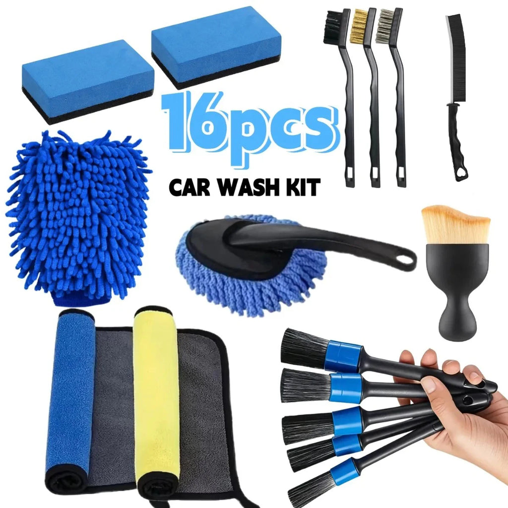 Complete Car Cleaning & Detailing Kit – Multi-Piece Interior & Exterior Set