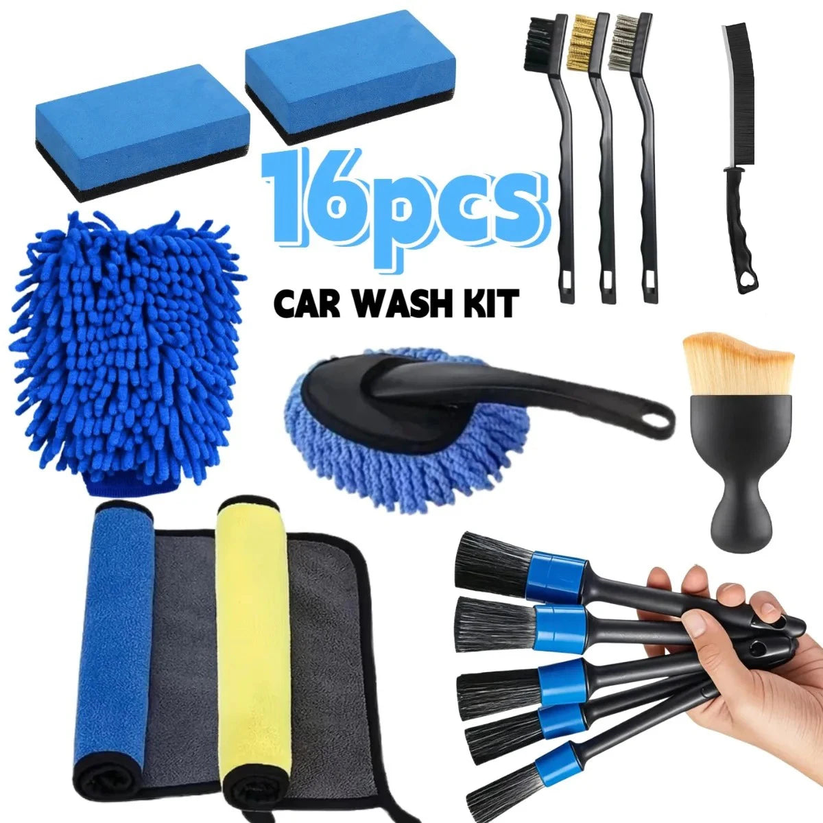 Complete Car Cleaning & Detailing Kit – Multi-Piece Interior & Exterior Set