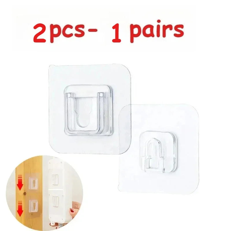 Double-Sided Adhesive Wall Hooks – Transparent No-Drill Hanging Holders