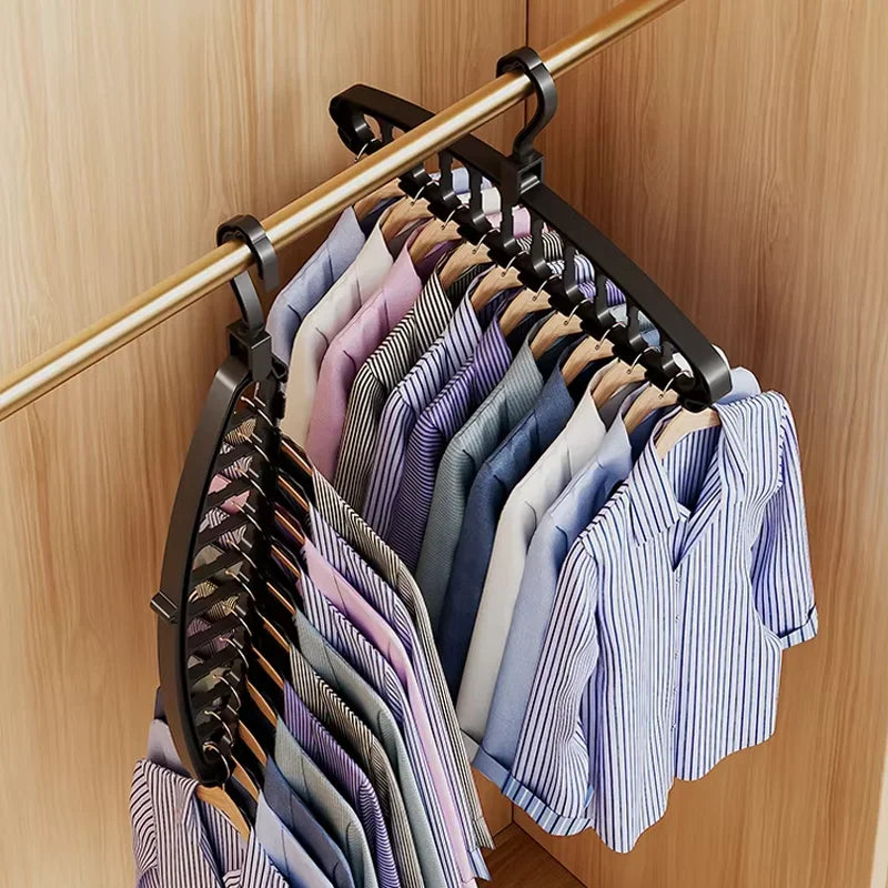 9-Hole Space-Saving Hanger Organizer – Foldable Closet Storage Rack