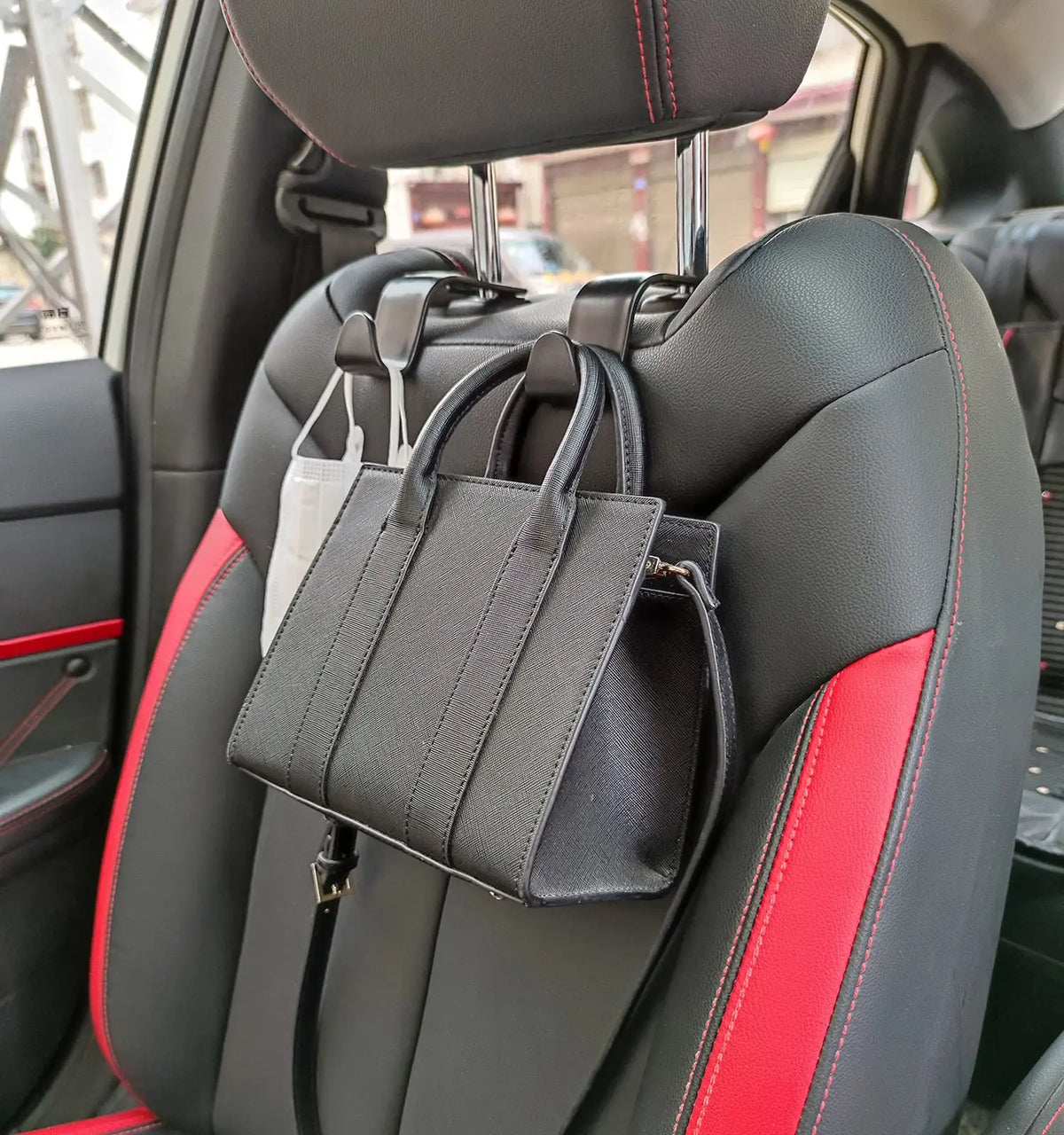 4-Pack Car Headrest Hooks – Bag & Storage Hangers