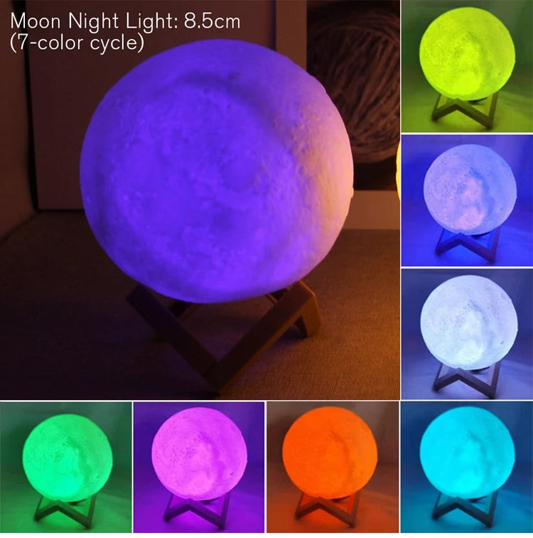 Moon LED Night Light with Stand – Bedroom Decor Lamp
